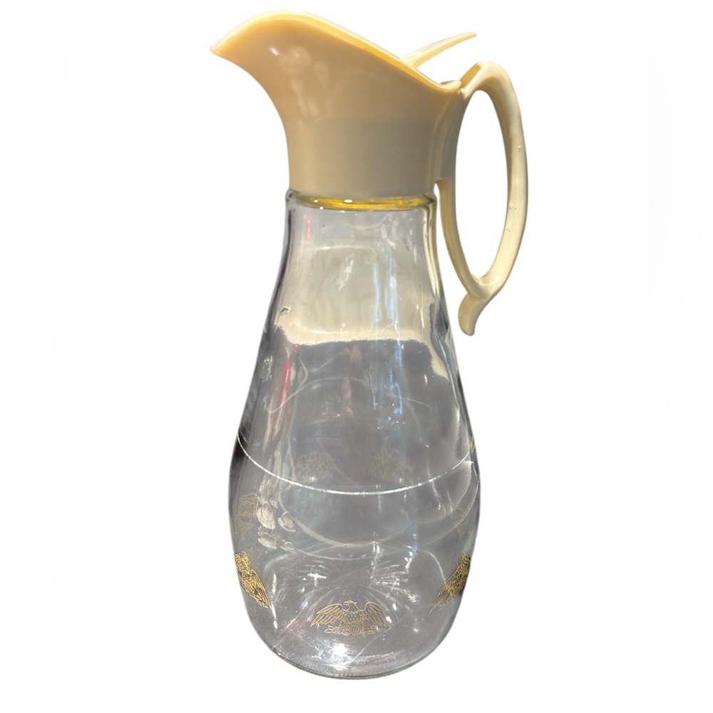 Vintage Log Cabin gold eagle glass syrup dispenser